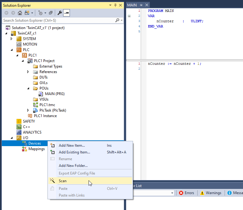 TwinCAT IO Scan