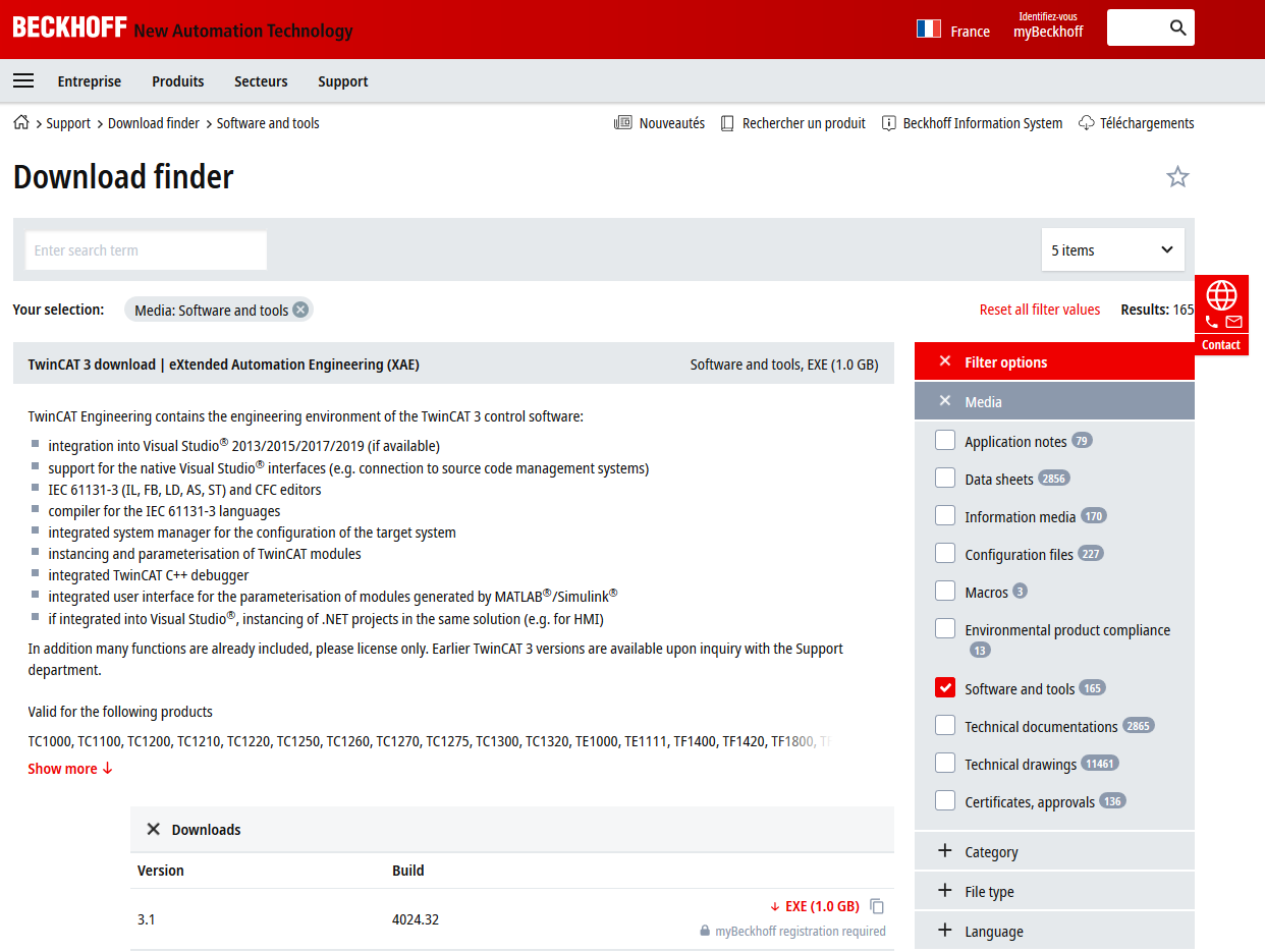 Beckhoff Download finder