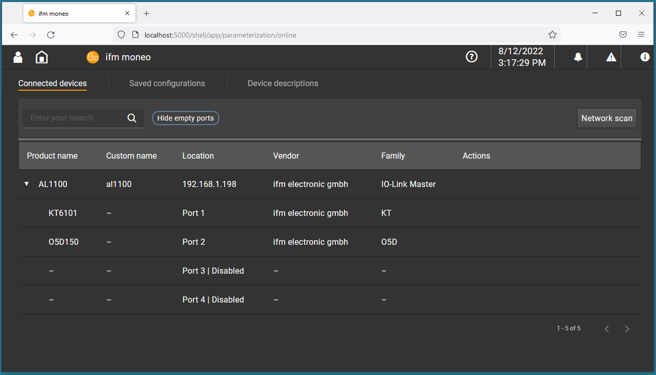 Moneo configuration Master IO-Link