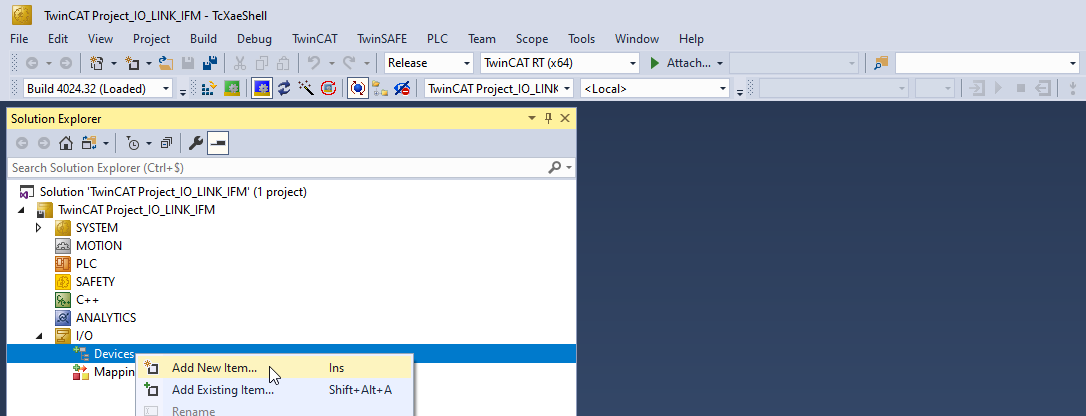 TwinCAT IO Add New Item