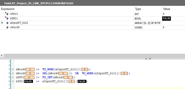 TwinCAT, bouton KT6101 non appuyé