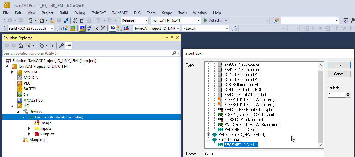 TwinCAT Device 1 Miscellaneous PROFINET IO Device