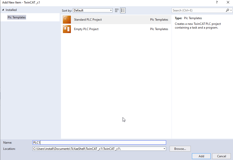 TwinCAT Standard PLC Project