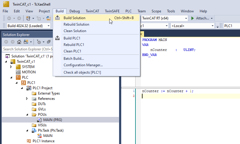 TwinCAT Build Solution