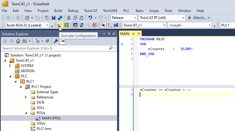 TwinCAT Activate Configuration