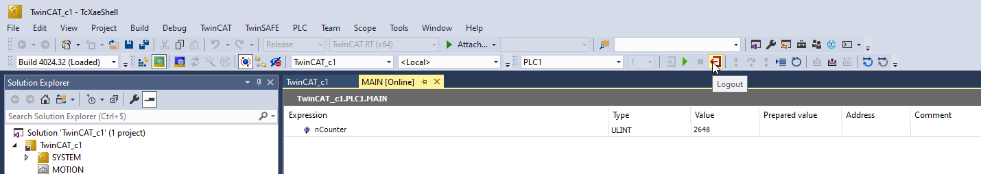TwinCAT Logout