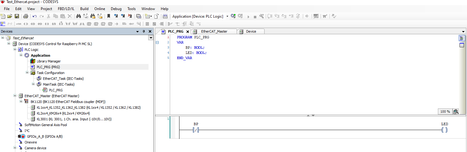 Codesys programme Main de test