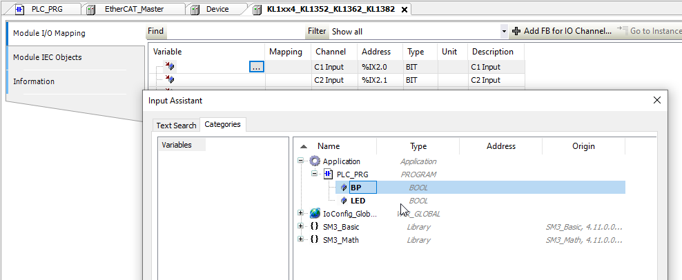 Codesys affectation  variable Input