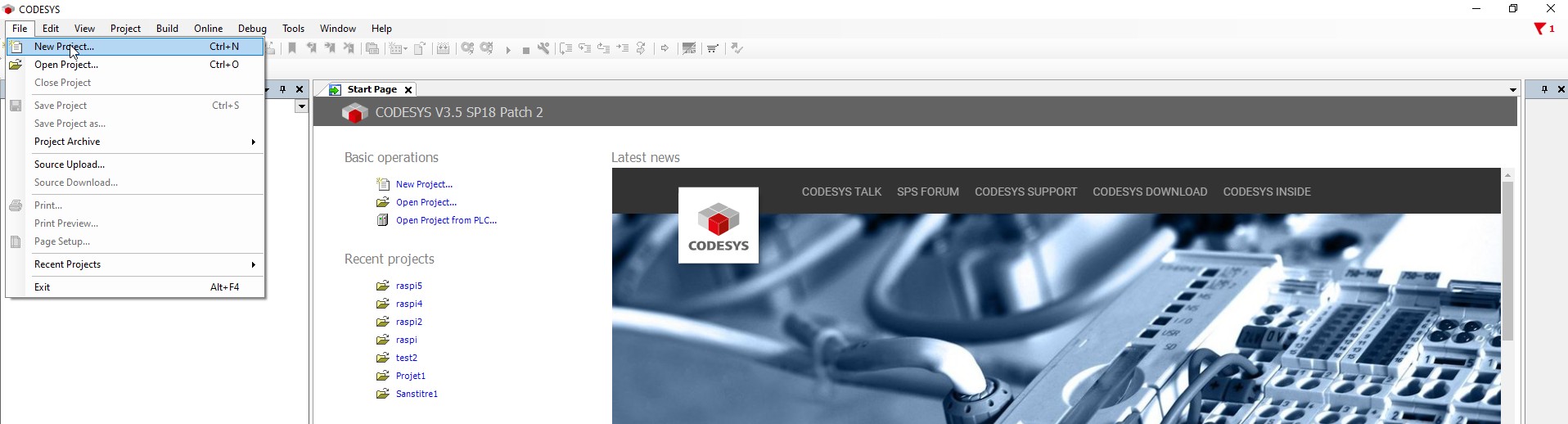 Codesys nouveau projet