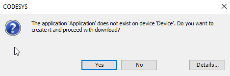 Codesys confirmation du transfert de code