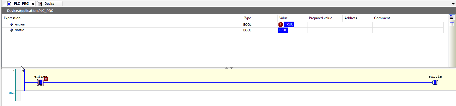 Codesys activation de sortie