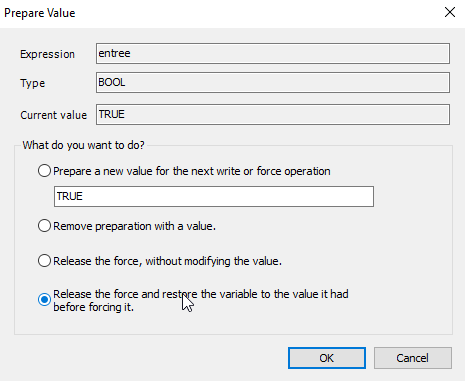 Codesys forçage release