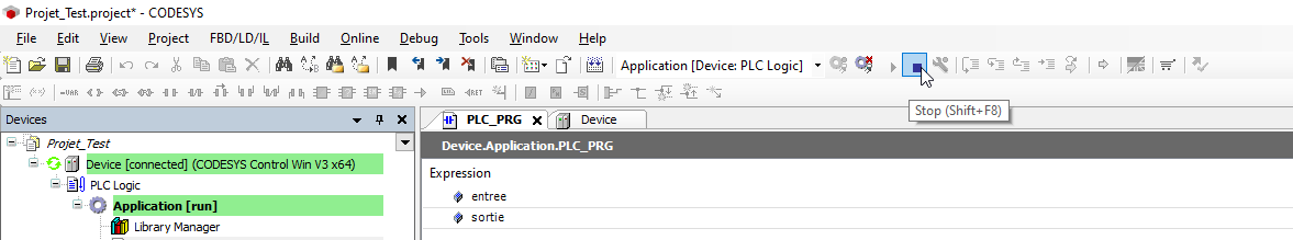 Codesys Stop (Shift+F8)