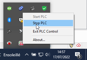 Codesys Stop Runtime SysTray
