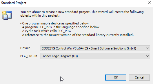 Codesys projet standard en Ladder