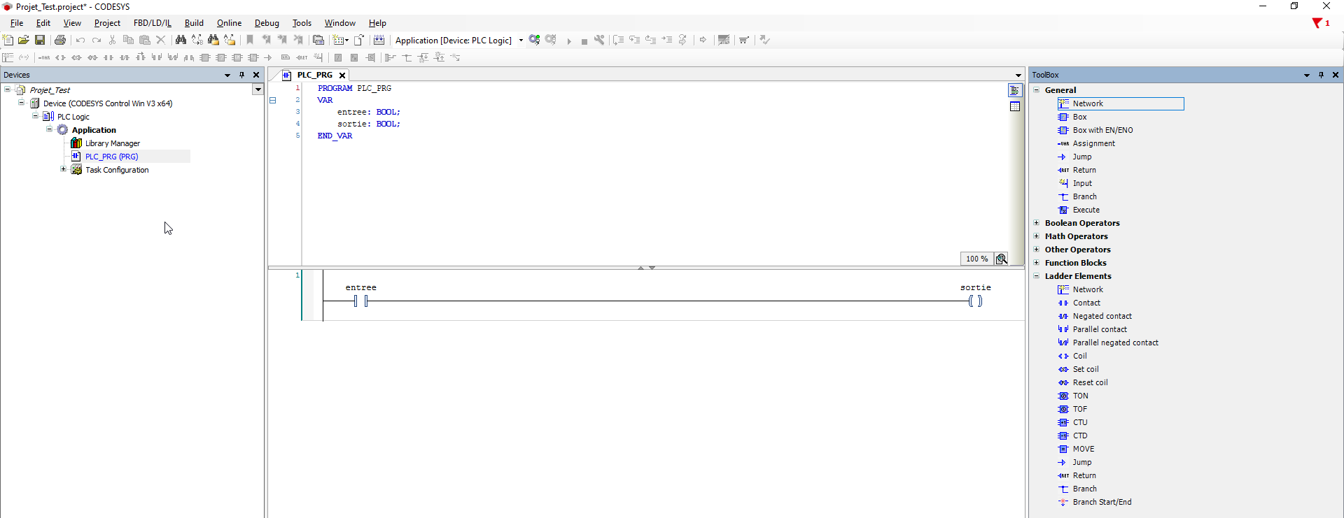 Codesys Toolbox Ladder