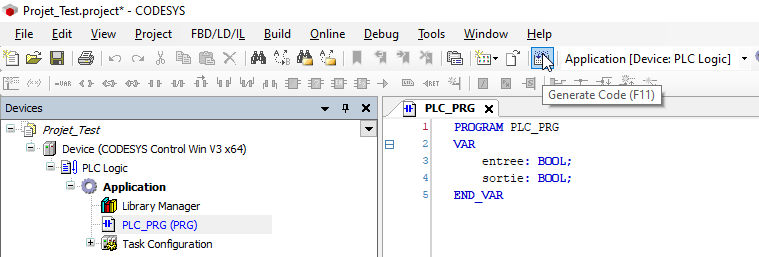 Codesys Generate Code F11
