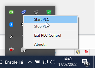 Codesys SysTray Start PLC