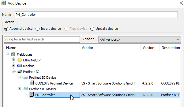 Codesys Profinet IO Master PN Controller