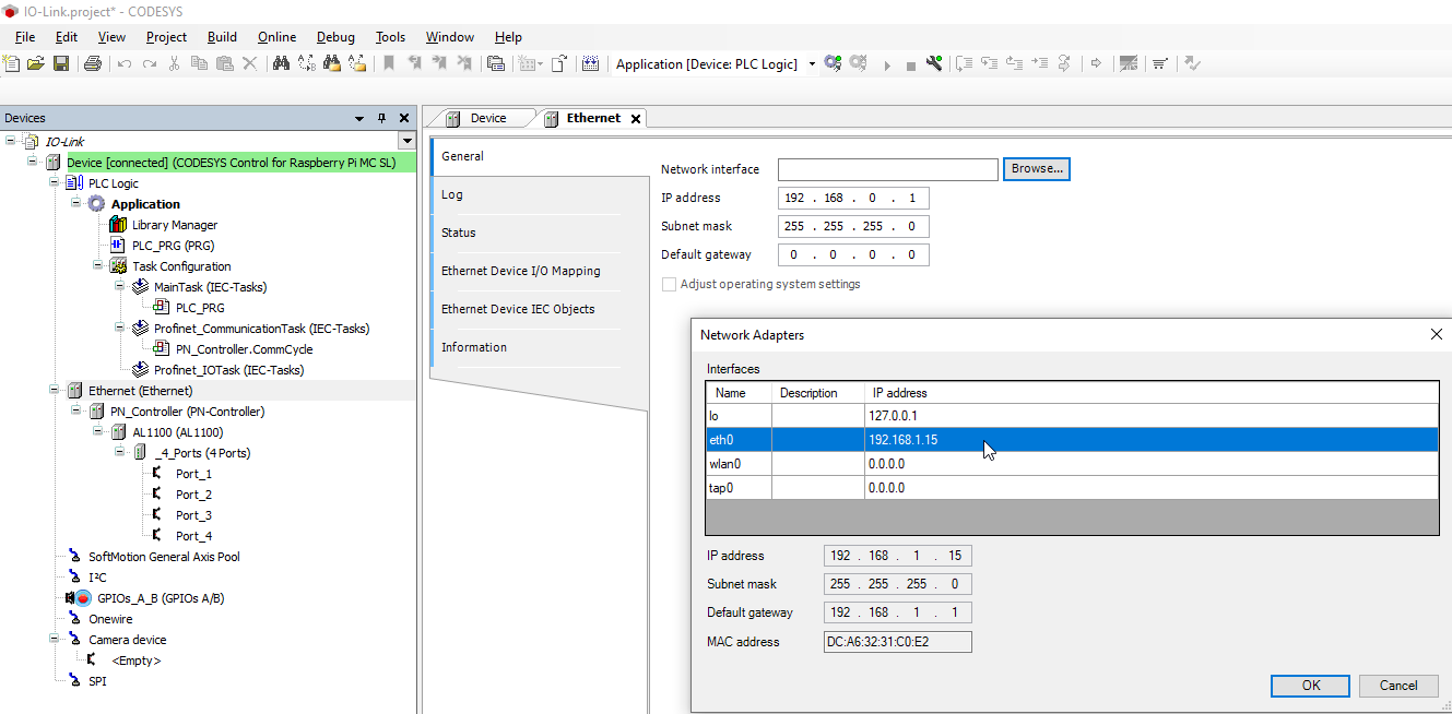 Codesys Ethernet Network Adapters