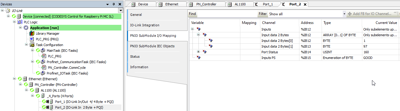 Codesys Mapping IO-Link 2 Bytes