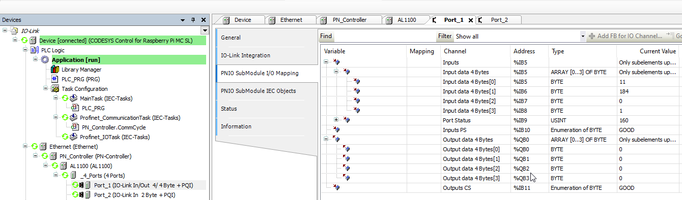Codesys Mapping IO-Link 4 Bytes