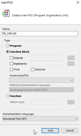 Codesys Add POU