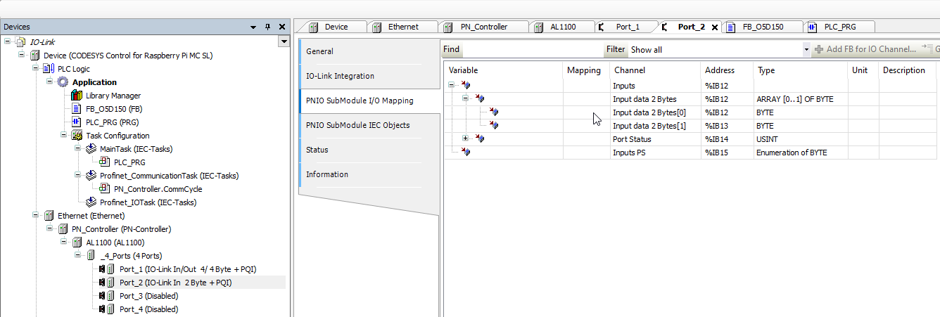 Codesys Mapping Input Data