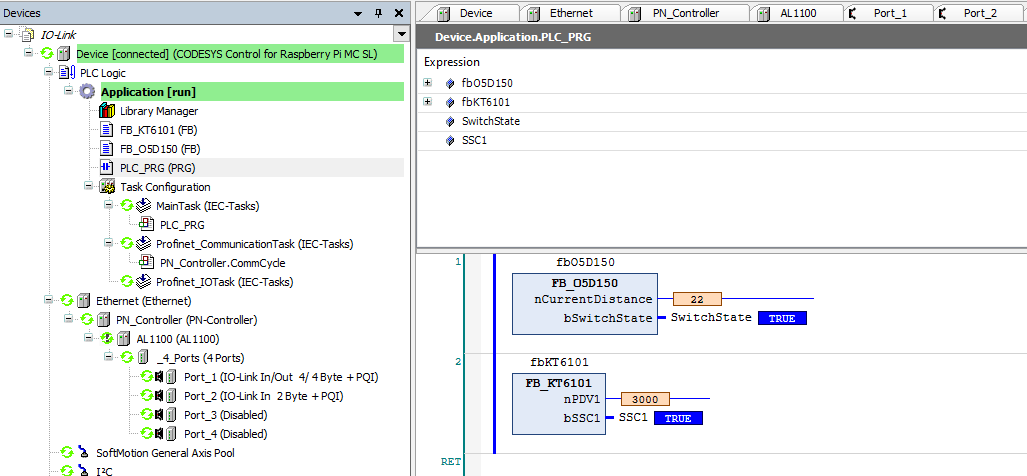 Codesys test de fonctionnemt du bouton KT6101