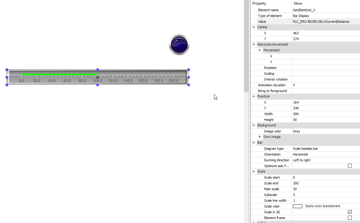 Codesys Bar Display Distance
