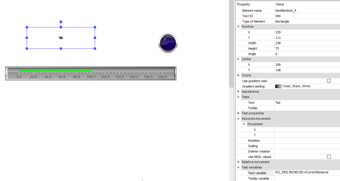 Codesys configuration Display Distance