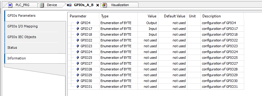 Codesys configuration des GPIO