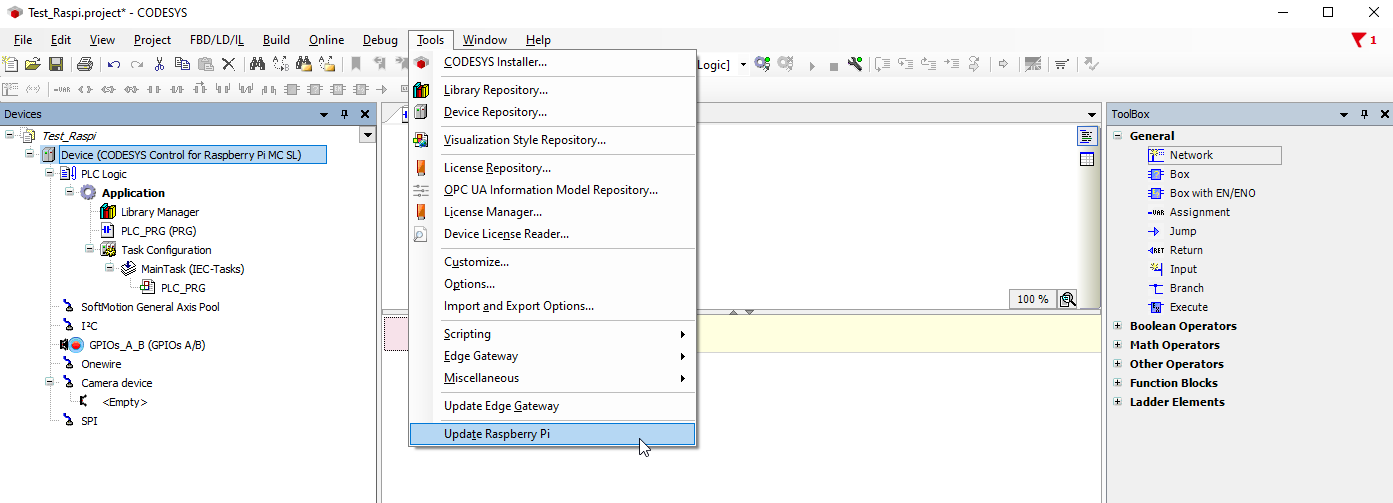 Codesys Update du Raspberry Pi