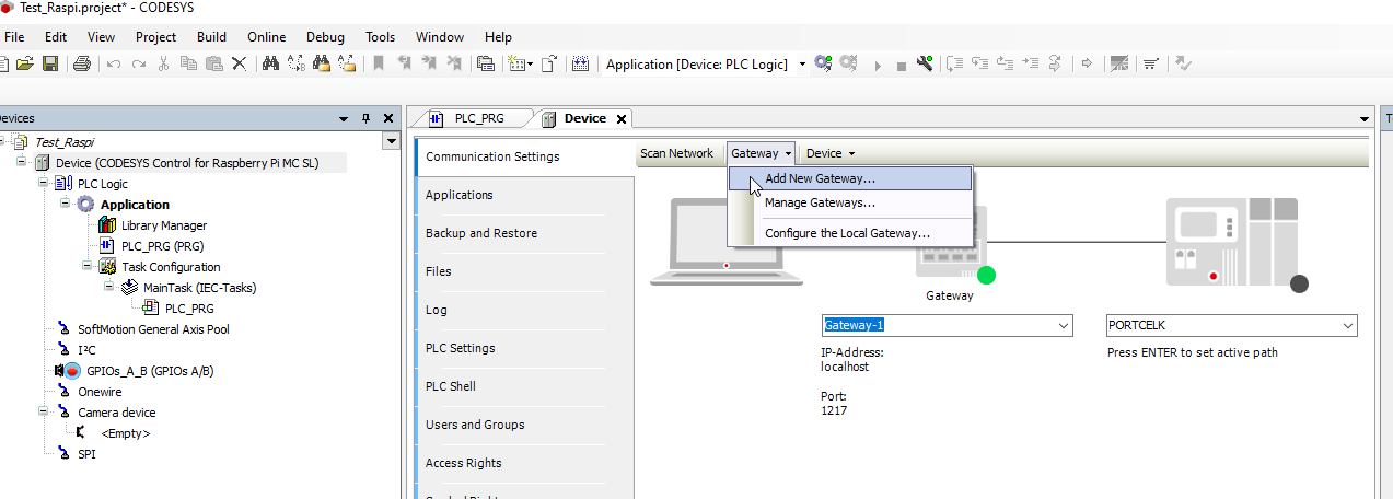 Codesys création de Gateway