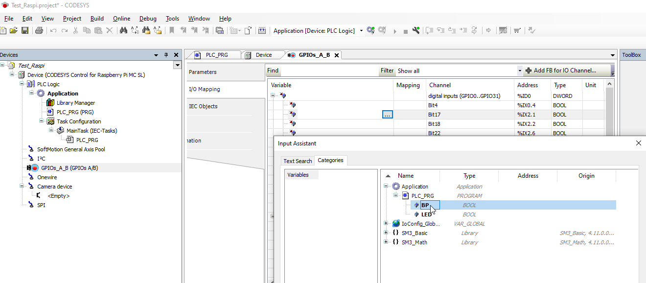 Codesys Mapping GPIO Input