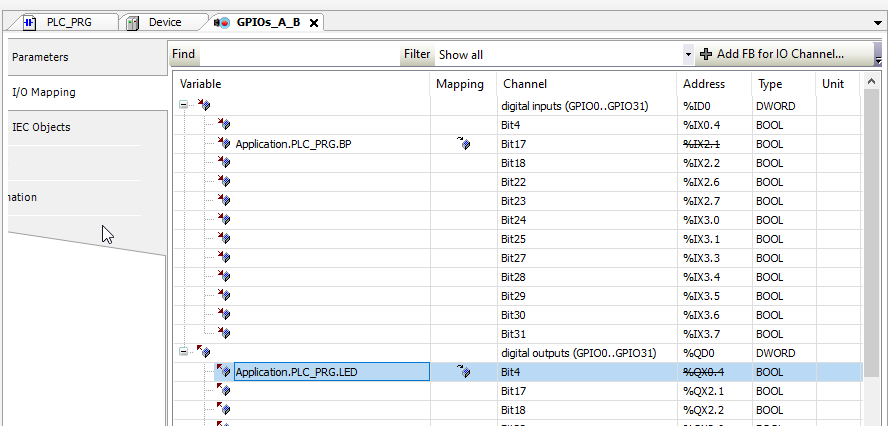 Codesys Mapping GPIO Output