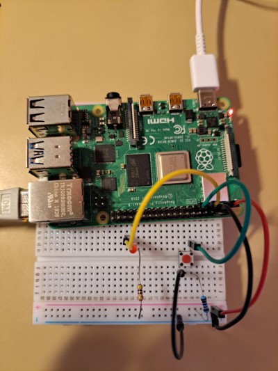 Montage Raspberry Pi avec bouton poussoir et Led