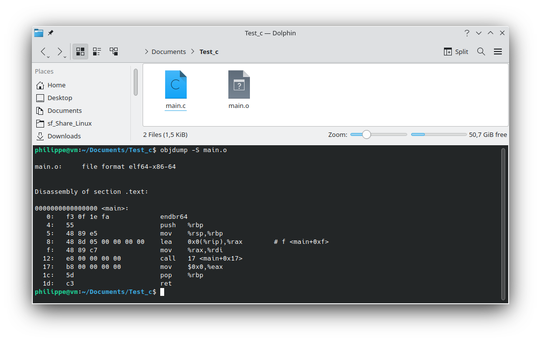 affichage du ficher objet avec objdump